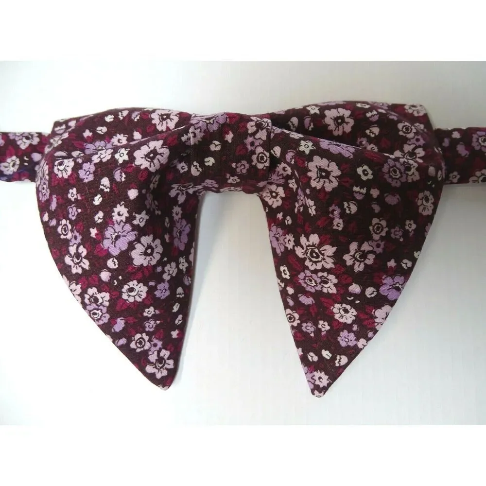 NEW Handmade Vintage style Bow tie 70`s Floral Burgundy Wedding prom Gift 4‎ Him